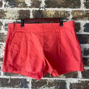 J. Crew Pleated Shorts In Structured Cotton Stretch Coral Size 8